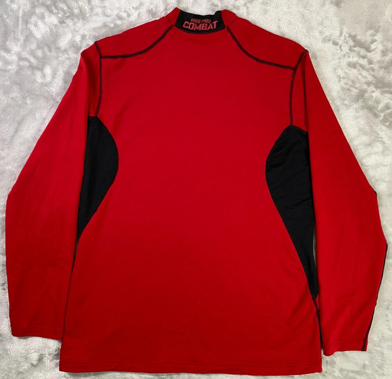 Nike Pro Combat Hyperwarm Mock Neck Top Men XL Red Black Dri-FIT Fitted Base gallery