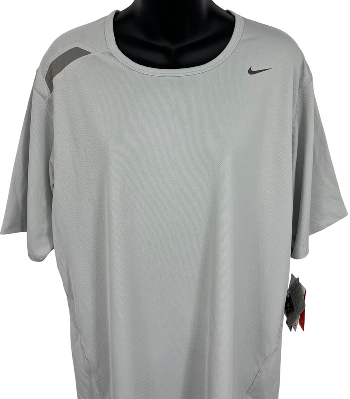 Nike Dri-Fit Mens Running Shirt Large Light Gray Athletic Tee Short Sleeve New gallery