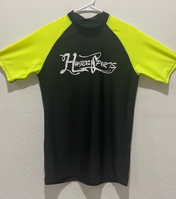 Men's Compression Swim Surf Shirt Size M Huge Sports Short Sleeve Mock Neck NEW gallery