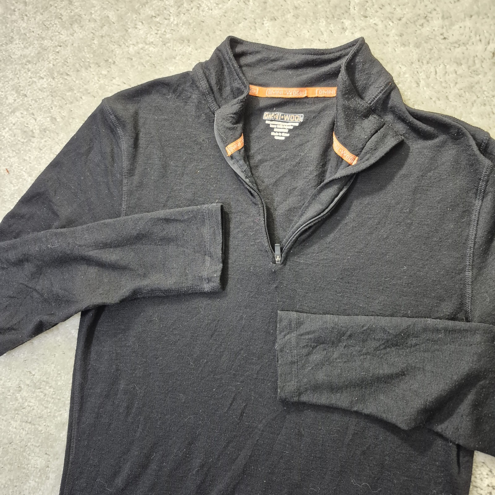Omni Wool 1/4 Zip Shirt Mens Large Fitted Base Layer Polyester Wool Outdoor Ski gallery