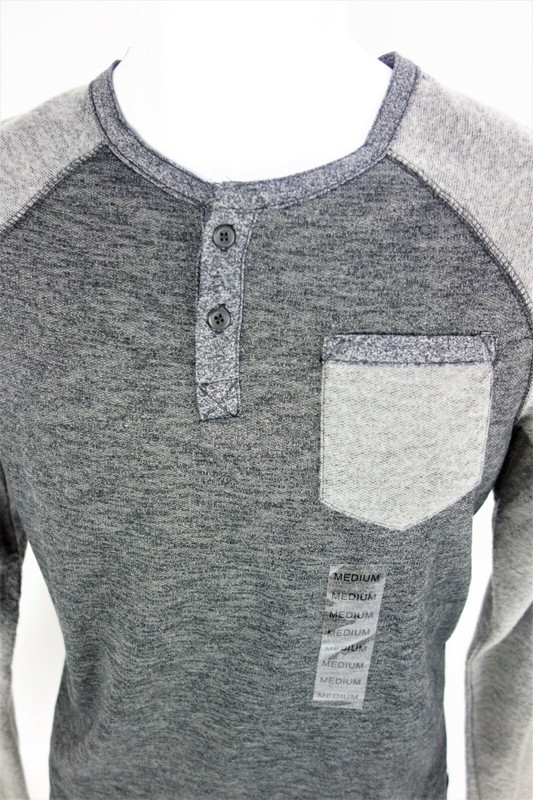 Medium Ocean Current Pullover Shirt Knit Fleece Gray Sleeves & Pocket gallery