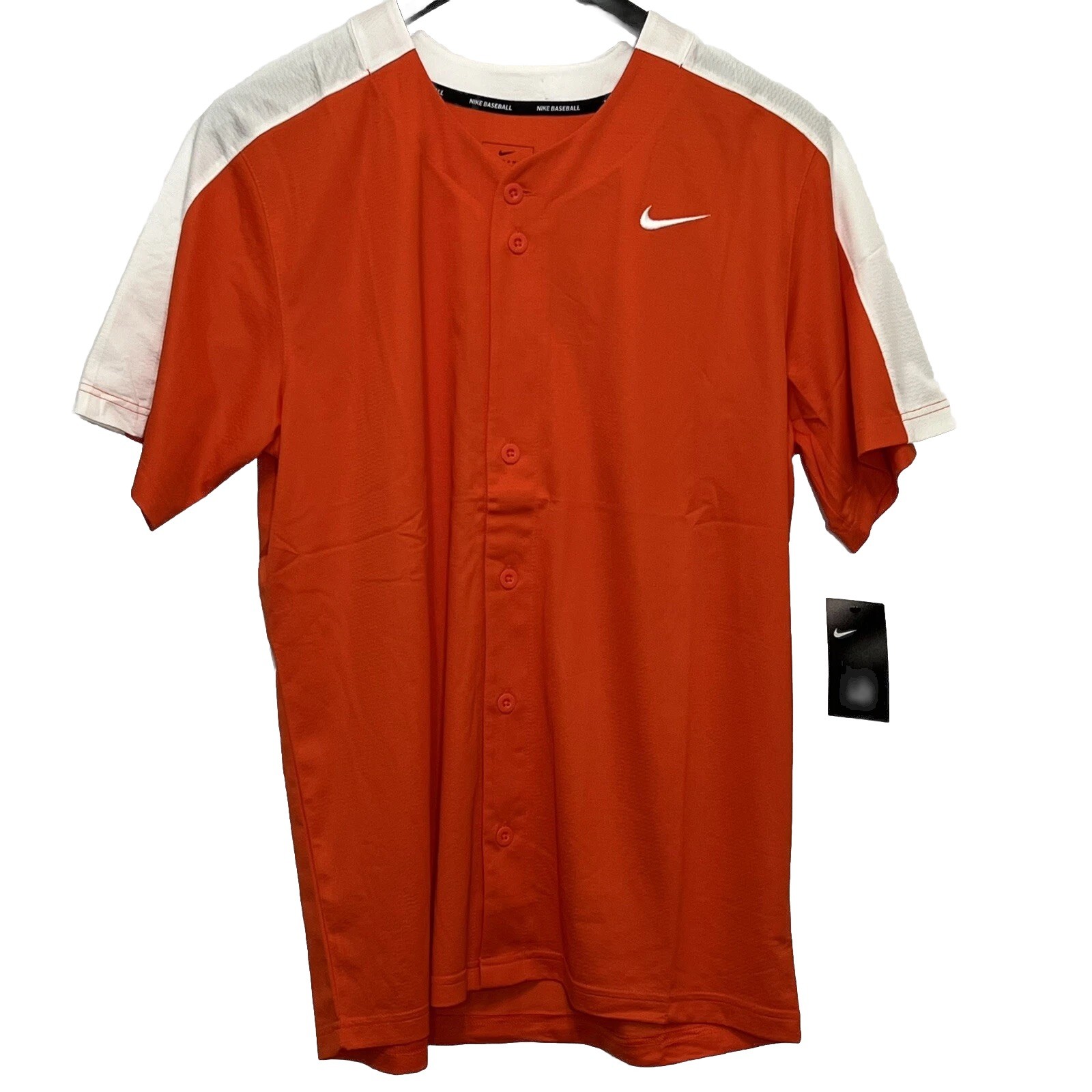 Nike Team Sports Baseball Button Henley Game Jersey Orange Men Size Large New gallery