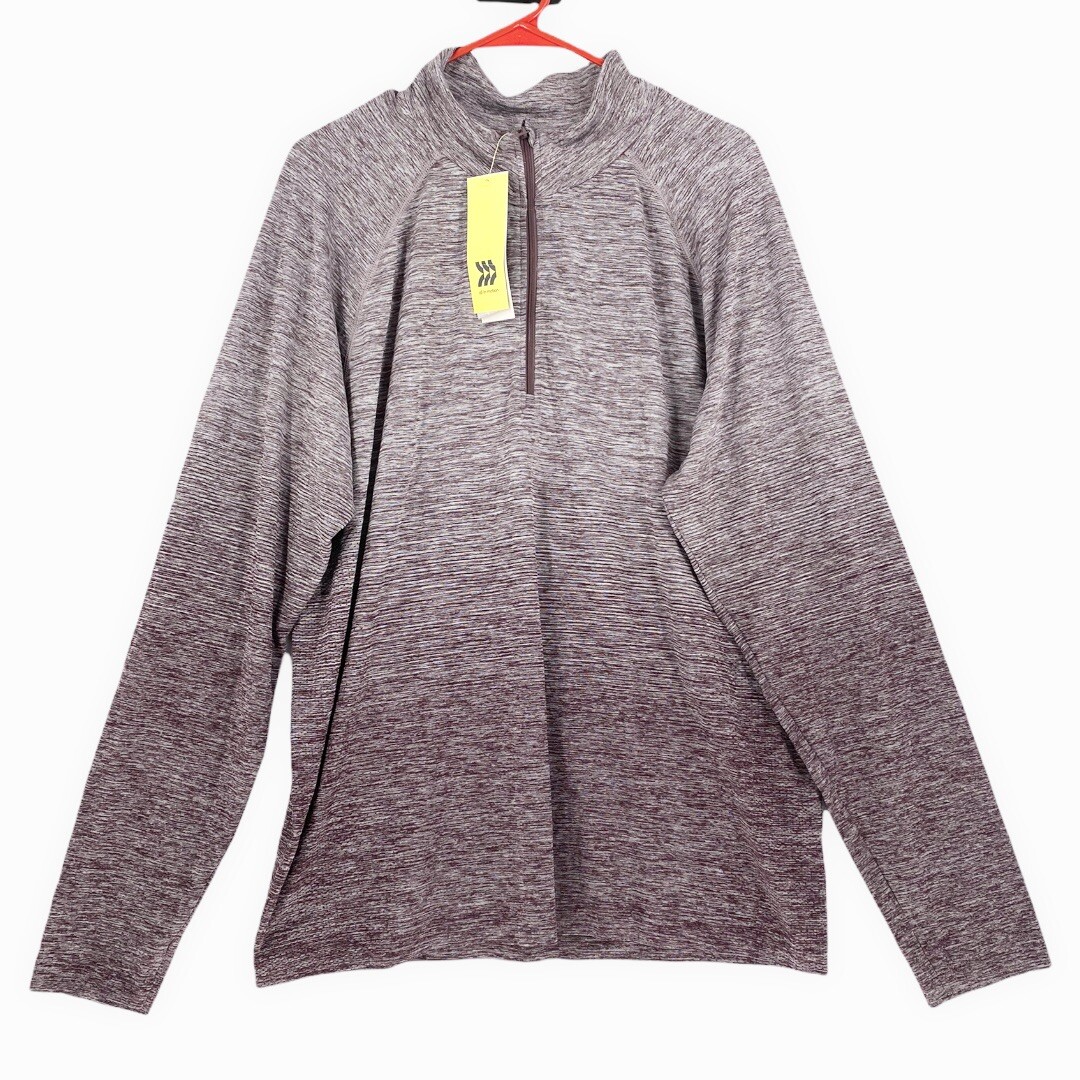 All in Motion™ Men's Seamless 1/4 Zip Pullover Top Berry Size 2XL gallery