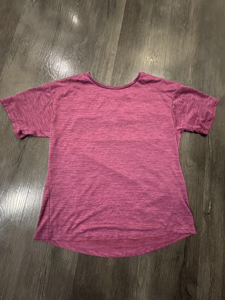REI Shirt Mens M Pink Heather Purplish Short Sleeve Crew Outdoor Hiking Casual