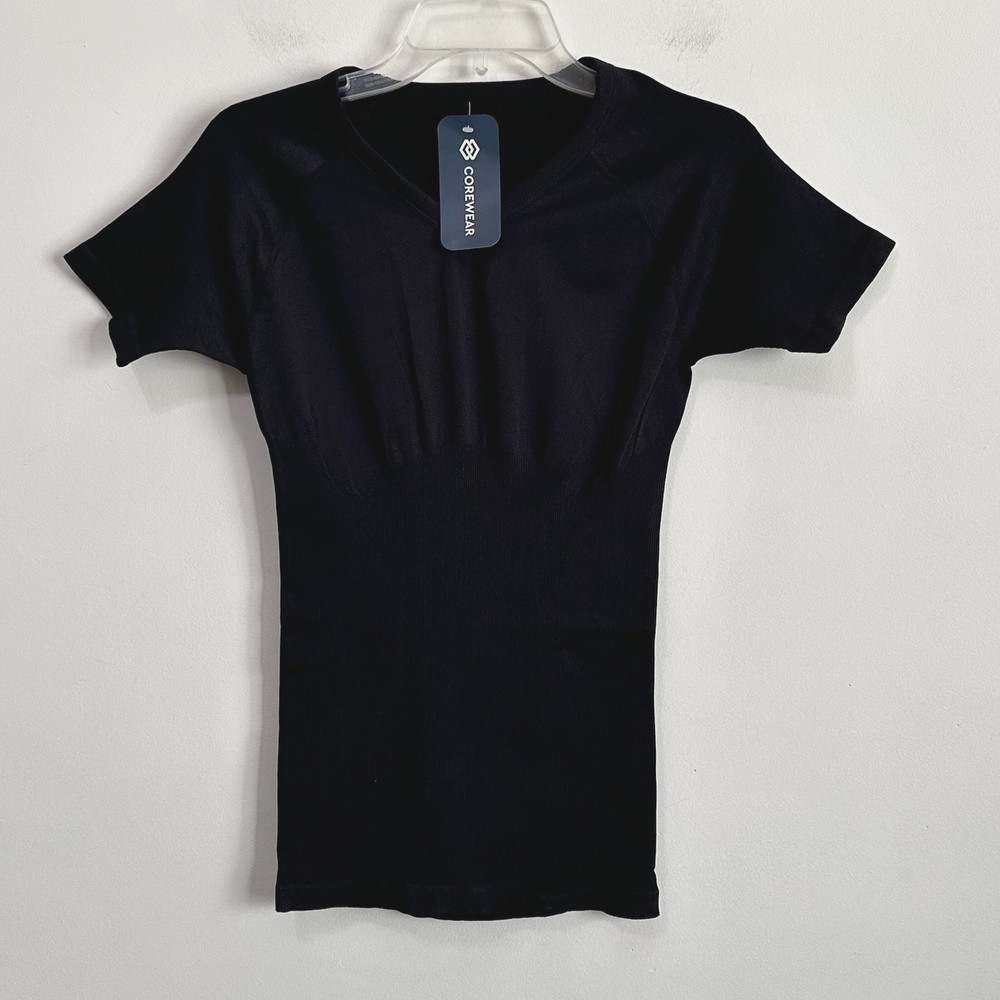 CoreWear Coremax Mens Compression V Neck Slimming Undershirt Shirt Black XL NEW
