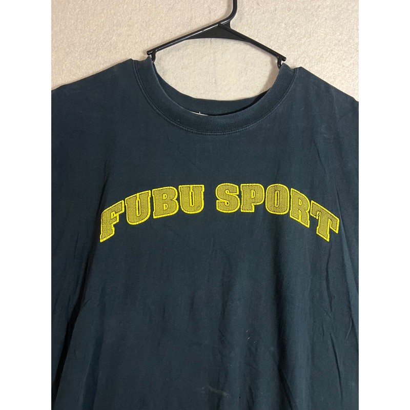 FUBU SPORT Sleeveless T Shirt Mens XXL Black Yellow Logo Gym Athletic gallery