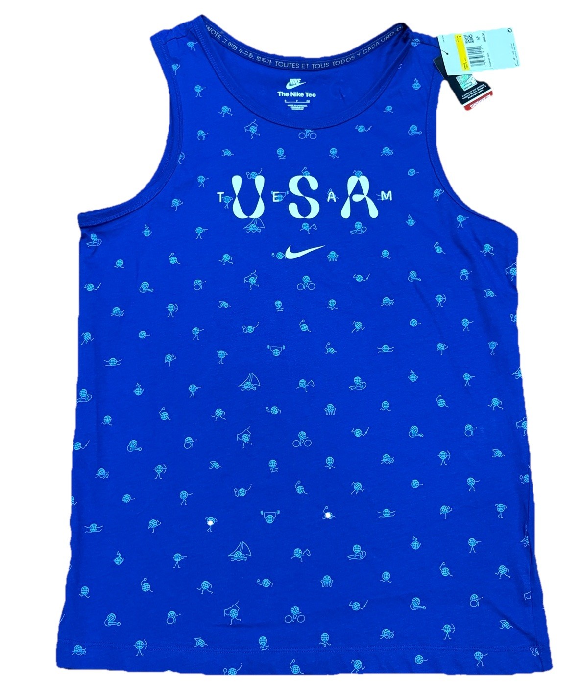 Nike USA Team Club Tank Top Men's Small Blue All Over Print FN0879-417 New Tags gallery