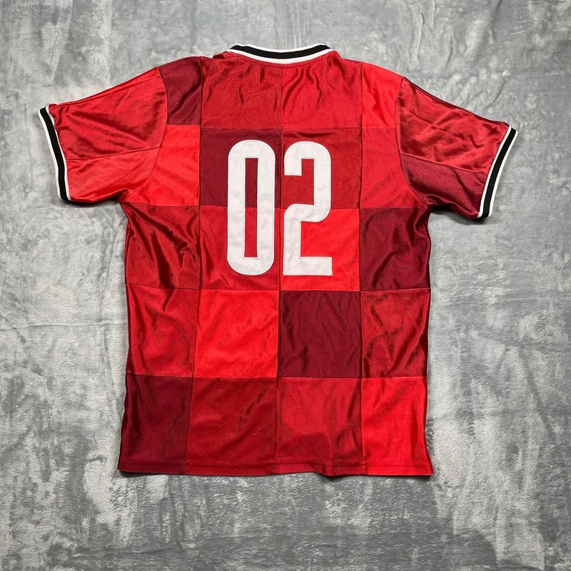 Teddy Fresh 02 Red Colorblock Checkered Jersey Football Shirt Men's Size M gallery