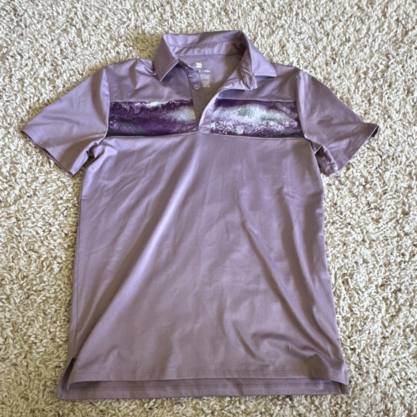 All in Motion Men's Purple Abstract Polo Short Sleeve Shirt Size S gallery