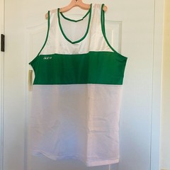 Vintage SUB4 Mesh Running Singlet Tank Top USA White Green XXL NOS 1980s Style