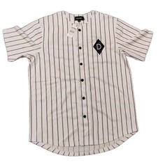 Diamond Supply Pinstripe Black And White Baseball Jersey Size M MSRP $74.95
