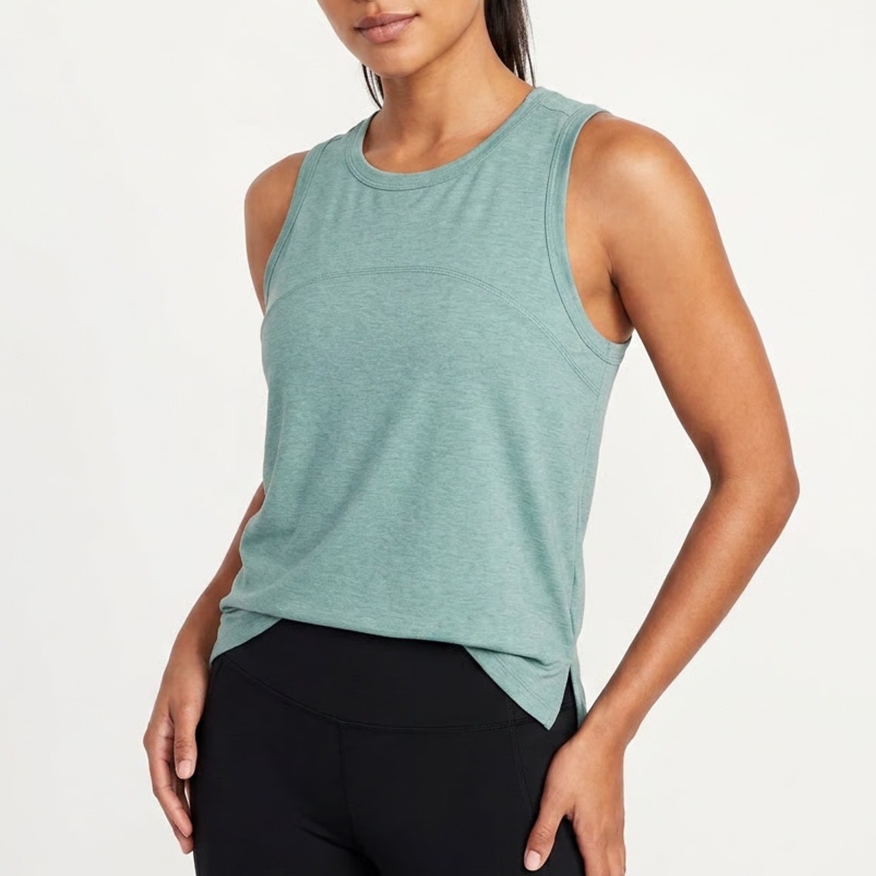 Old Navy Active Cloud 94 Soft Go-Dry Tank Top Mens XL Tall Teal Green Heathered gallery