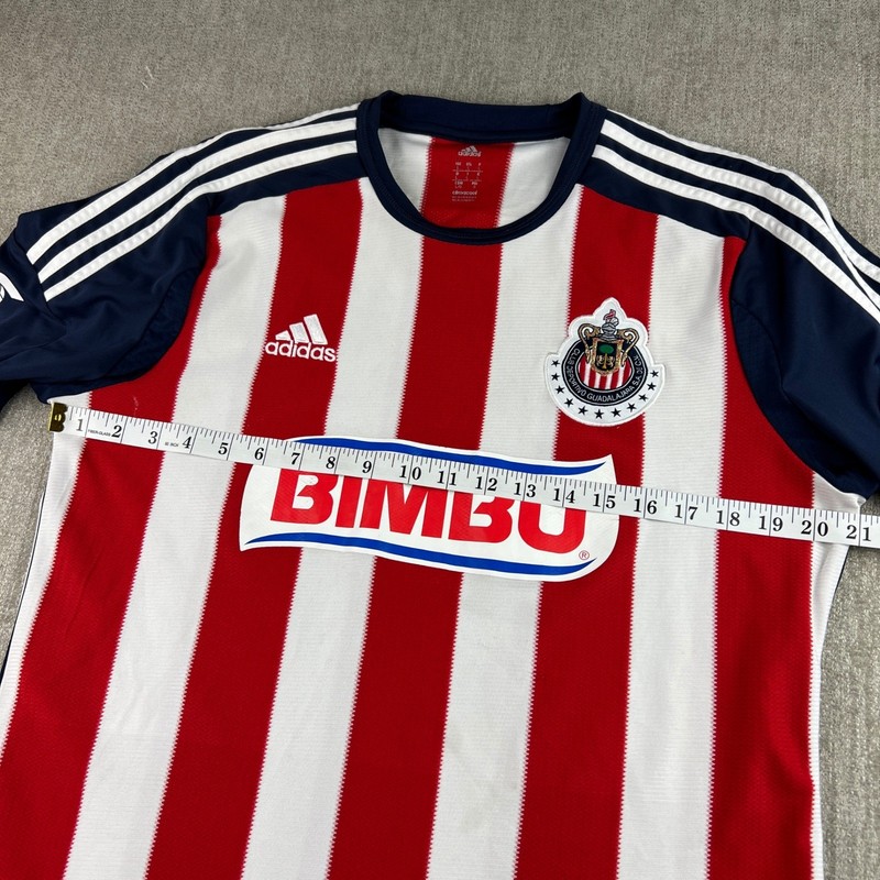 SIGNED Adidas Chivas Guadalajara Soccer Jersey Mens Large Red White Bimbo 2013 gallery