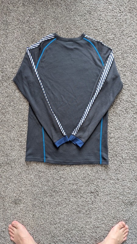 Men's HELLY HANSEN Warm Gray Blue Base Layer Wool Blend Top Size XL LIFA gallery