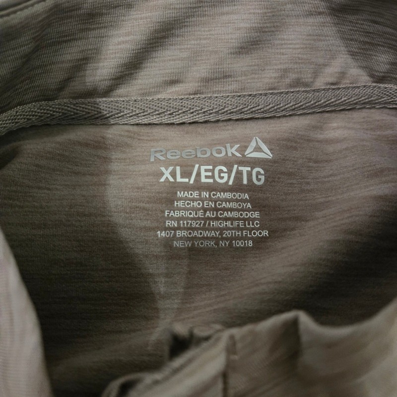 Reebok Mens Quarter Zip Mock Neck Pullover Driftwood Heather XL gallery