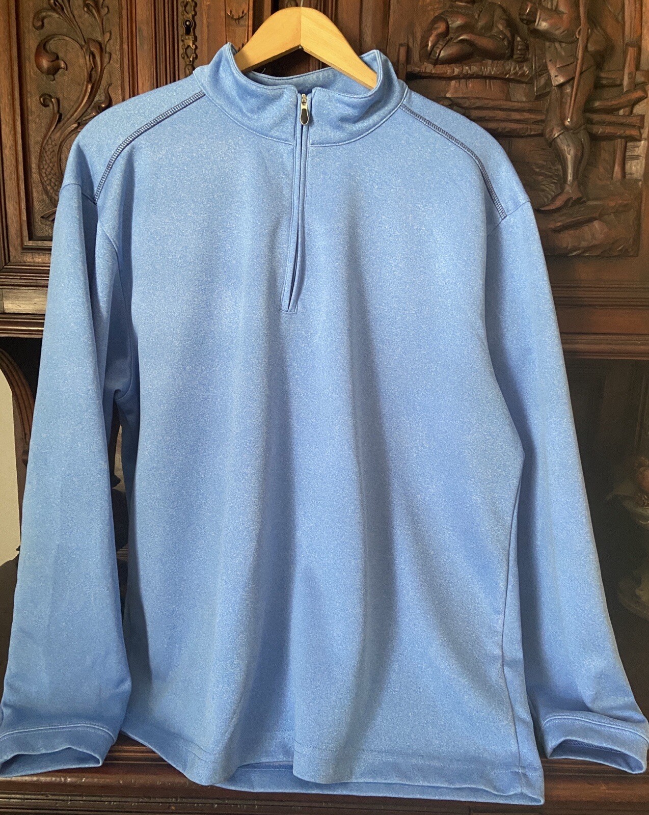 Pebble Beach Performance 1/4 Zip Men’s Pullover Blue L/S Golf Lightweight Large gallery