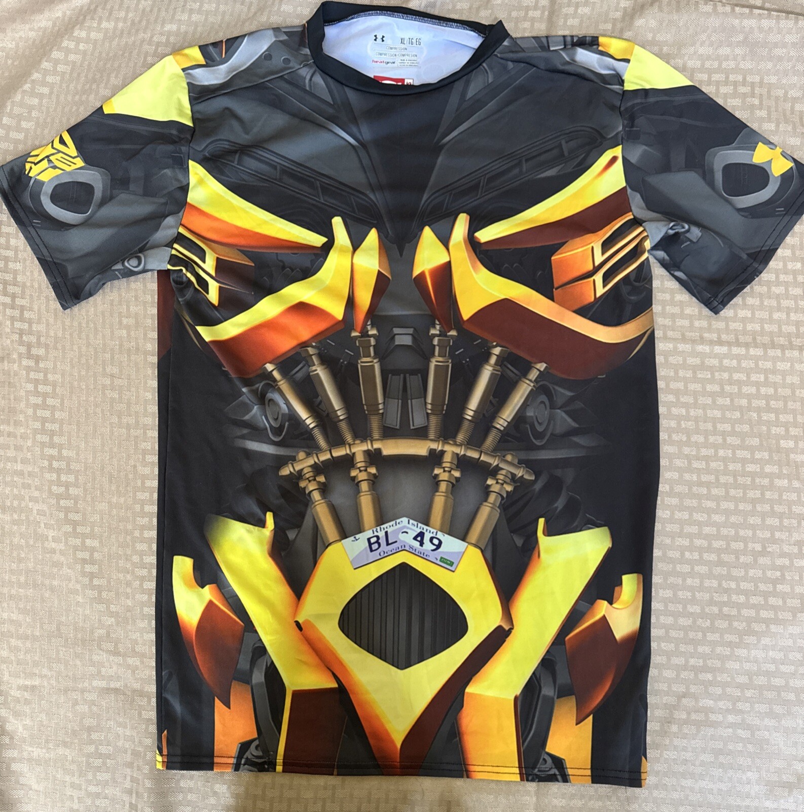 Under Armour Shirt Mens Large Gray Transformers Bumblebee Heatgear Authentic Tee gallery