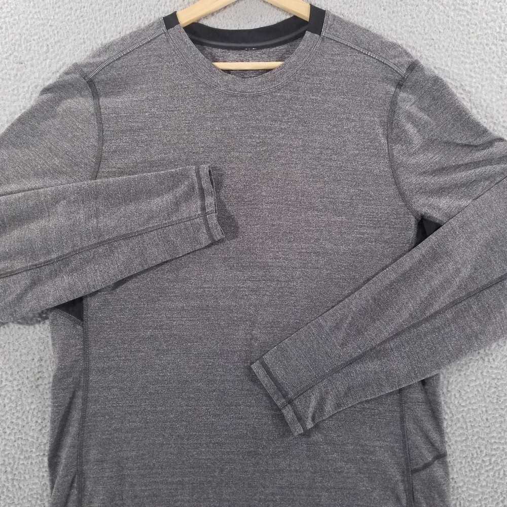 Lululemon Pullover Medium Grey Thumb Holes Midlayer Running Crew Surge Warm