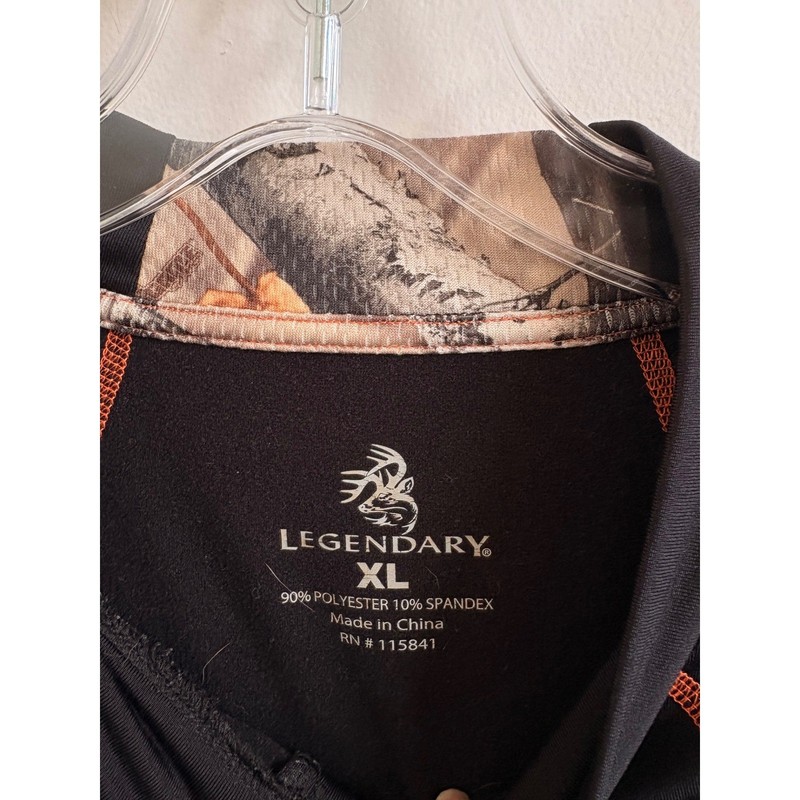 Legendary Whitetails 1/4 Zip Performance Mens Black Camo Hunting Base Layer XL gallery