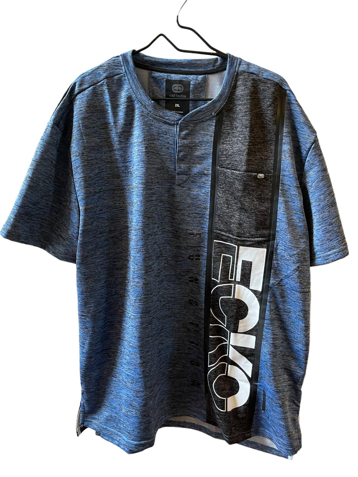 Ecko Blue Polyester Shirt Pullover Crewneck Logo Graphic Pocket Mens Size 2XL gallery