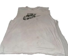 Nike White Cut Off Sleeveless XXL Athletic Distressed Faded Tank Top