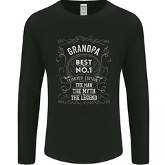 Fathers Day No 1 Grandpa Man Myth Legend Mens Long Sleeve T-Shirt
