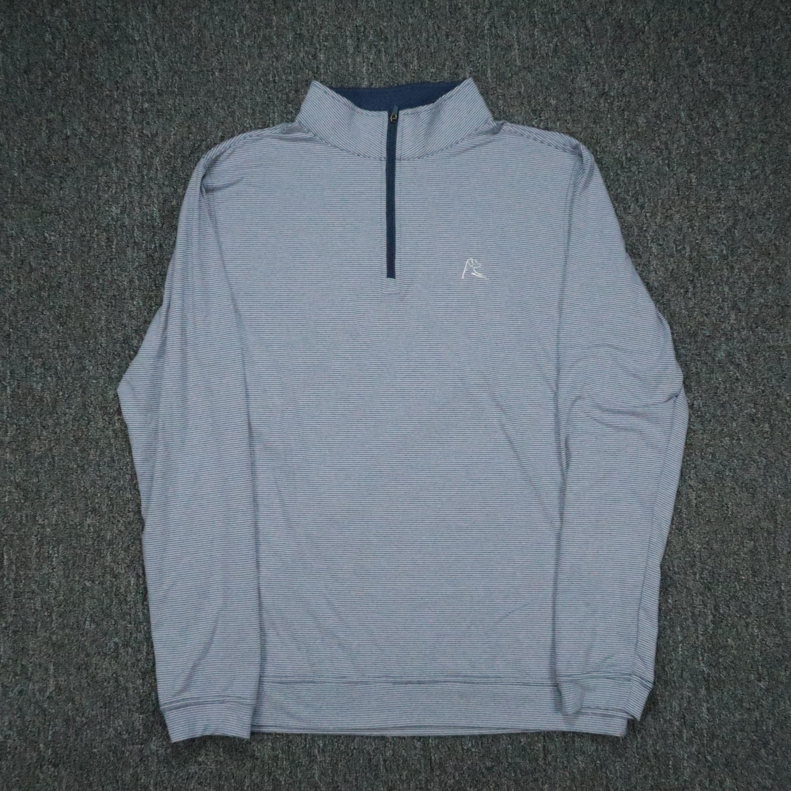 Rhoback Pullover Men Medium Blue White Striped Quarter Zip Athletic Stretch Golf gallery