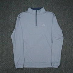 Rhoback Pullover Men Medium Blue White Striped Quarter Zip Athletic Stretch Golf