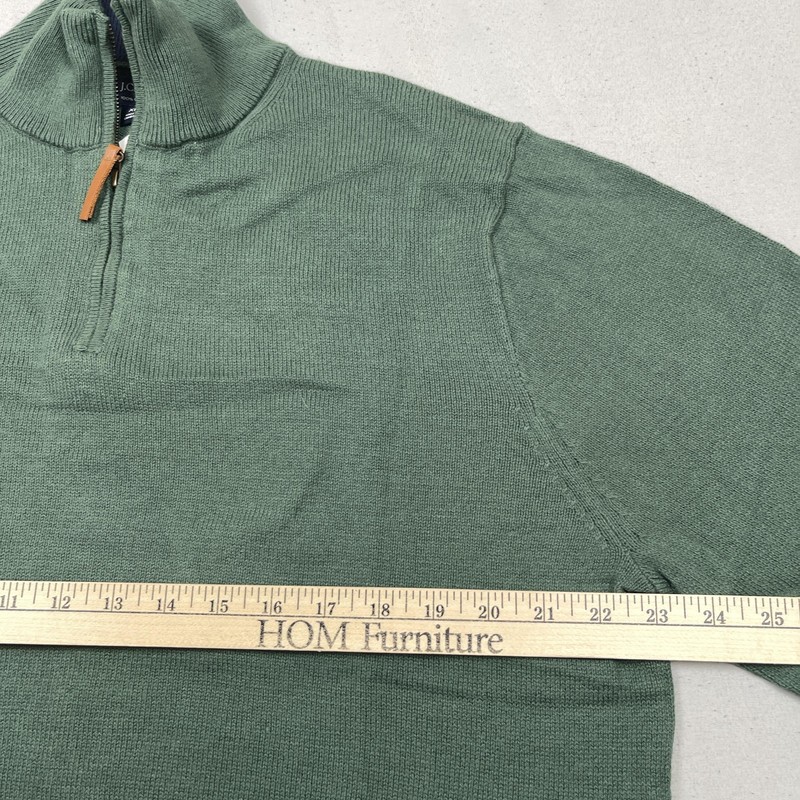 J.Crew Pullover Sweater Mens XL Green 1/4 Zip Cotton Knit Mock Neck Stand Collar gallery