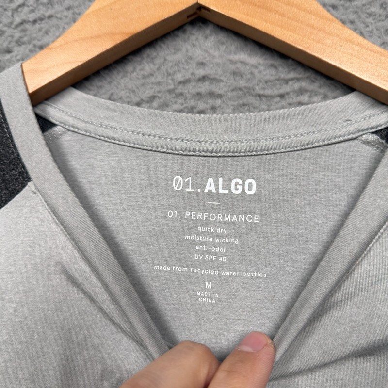 01. ALGO Performance Shirt Mens Medium Gray Training Athletic Raglan Sleeve gallery