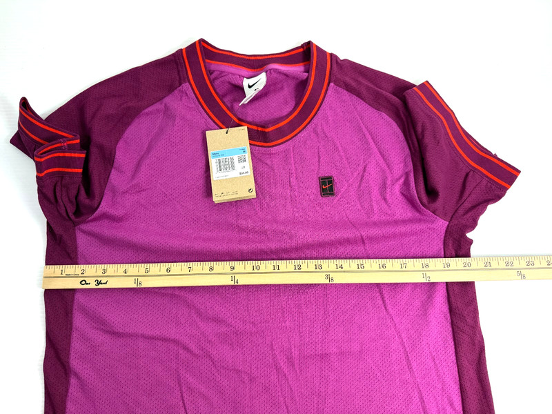 Nike Court Heritage Short-Sleeve Tennis Top Hot Fuchsia Men's Size M FN0318-518 gallery