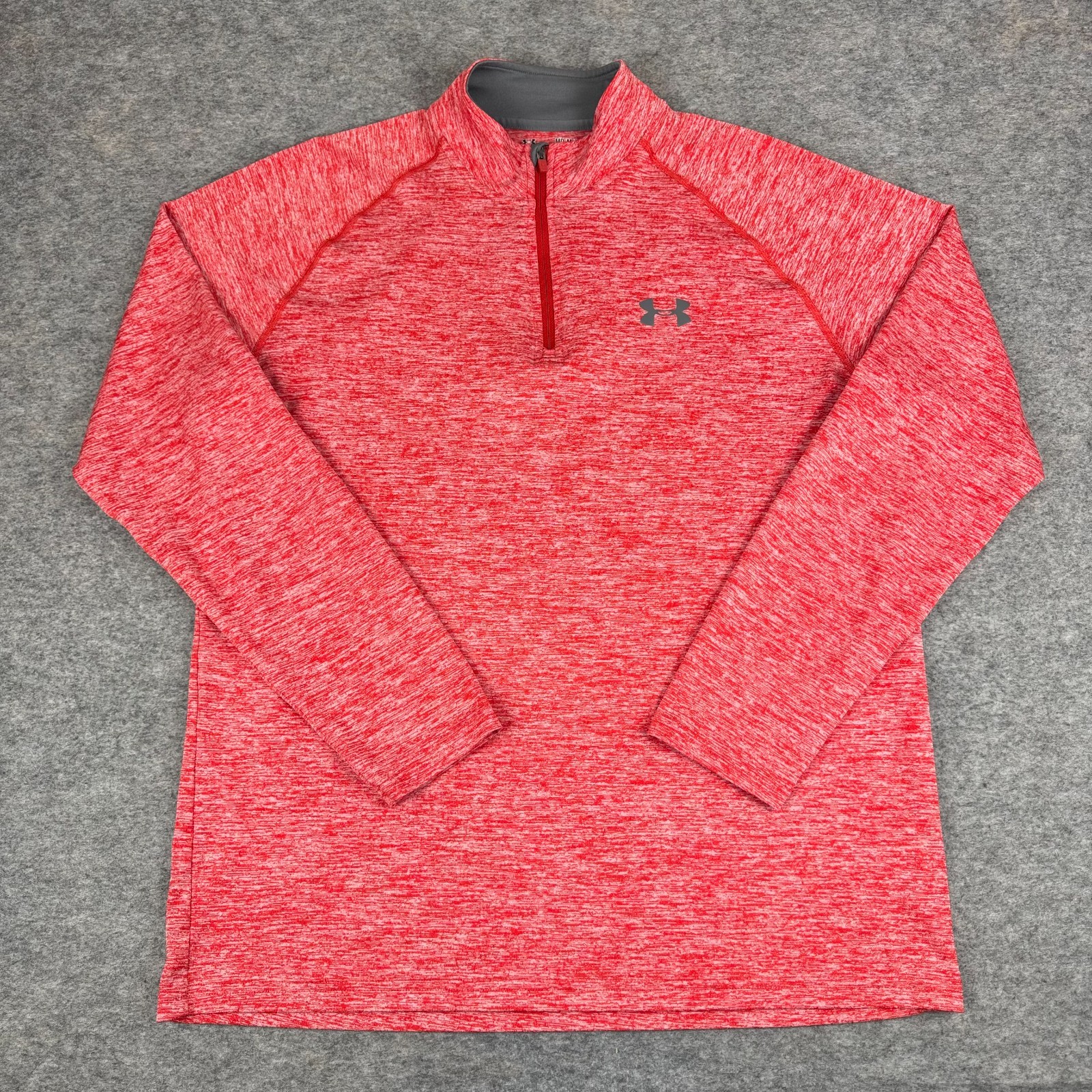Under Armour HeatGear 1/4 Zip Pullover Shirt Loose Red Mens Medium M gallery