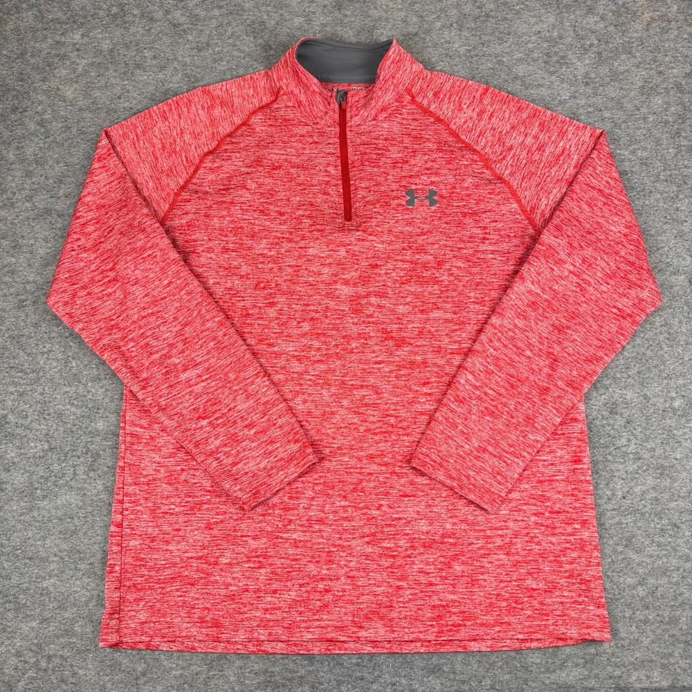 Under Armour HeatGear 1/4 Zip Pullover Shirt Loose Red Mens Medium M