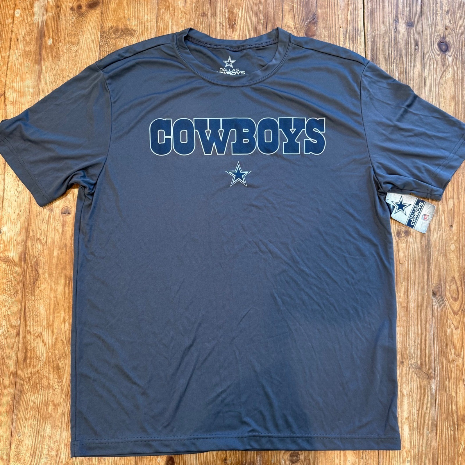 Dallas Cowboys NFL Authentic Men's Large Gray Blue Light Performance T-Shirt NWT gallery