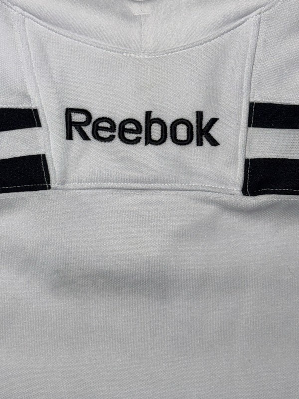 Reebok Men's White Black Colorblock Long Sleeve Crew Neck Logo T-Shirt gallery