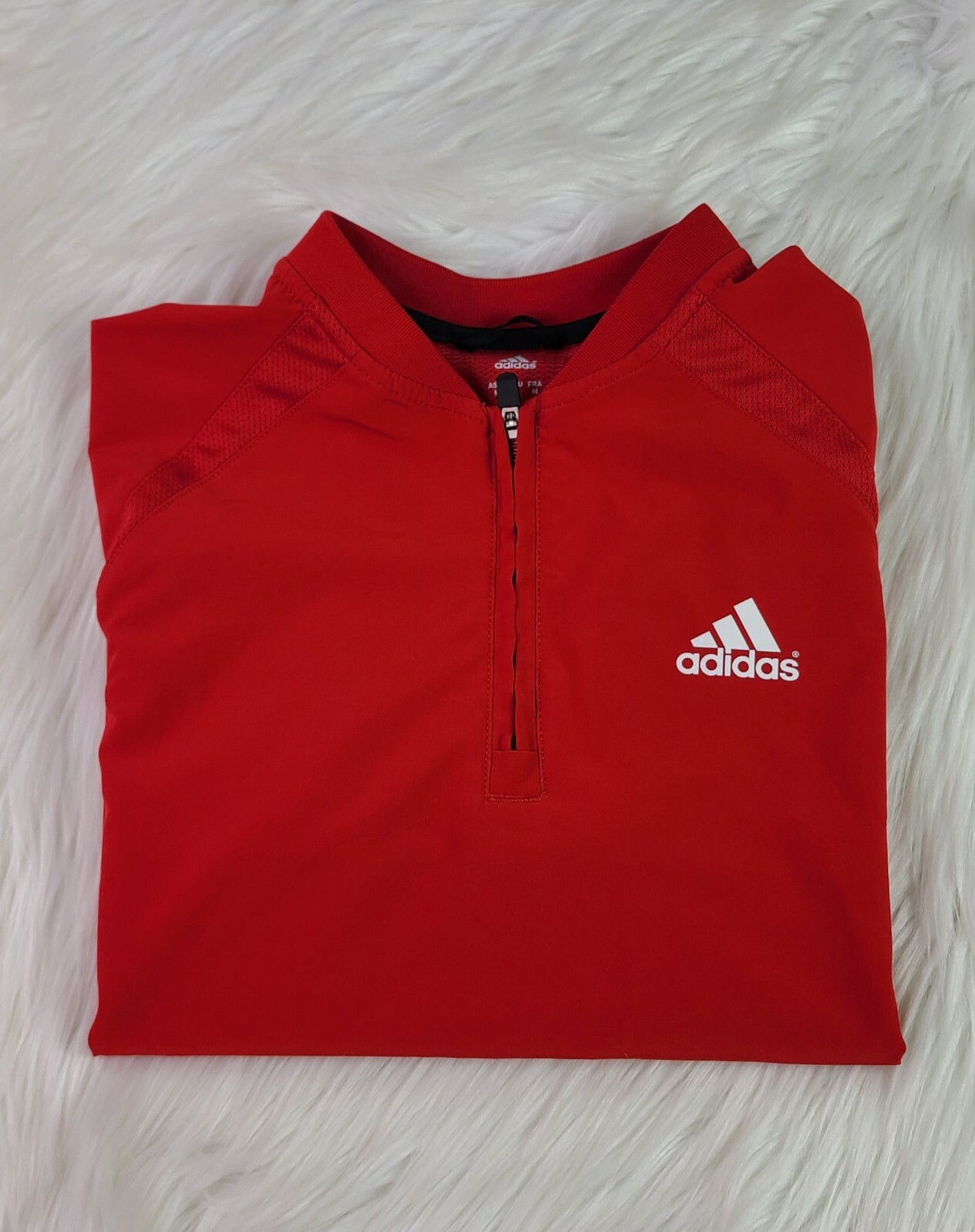 Adidas Pullover Youth Small Red Half Zip Short Sleeve Vented * gallery