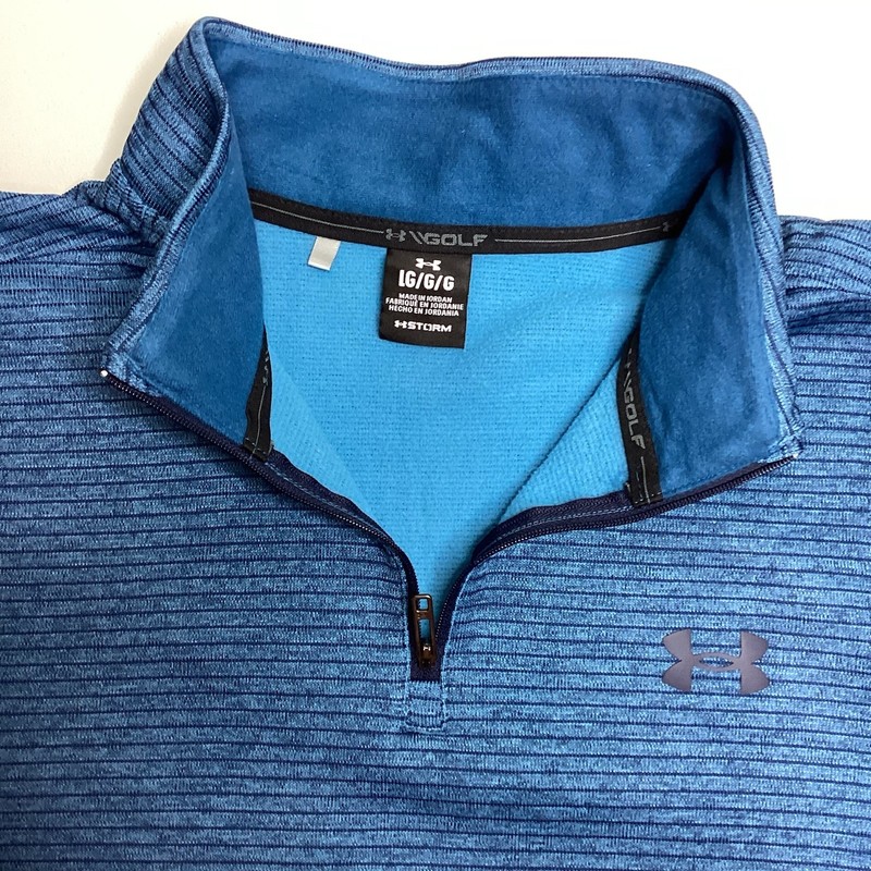 Under Armour Men's UA Storm Sz L Sweater Fleece 1/4 Zip Pullover Blue Teal Golf gallery