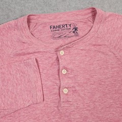 Faherty Cloud Cotton Henley Shirt Mens Large Pink Long Sleeve Modal Pima Cotton