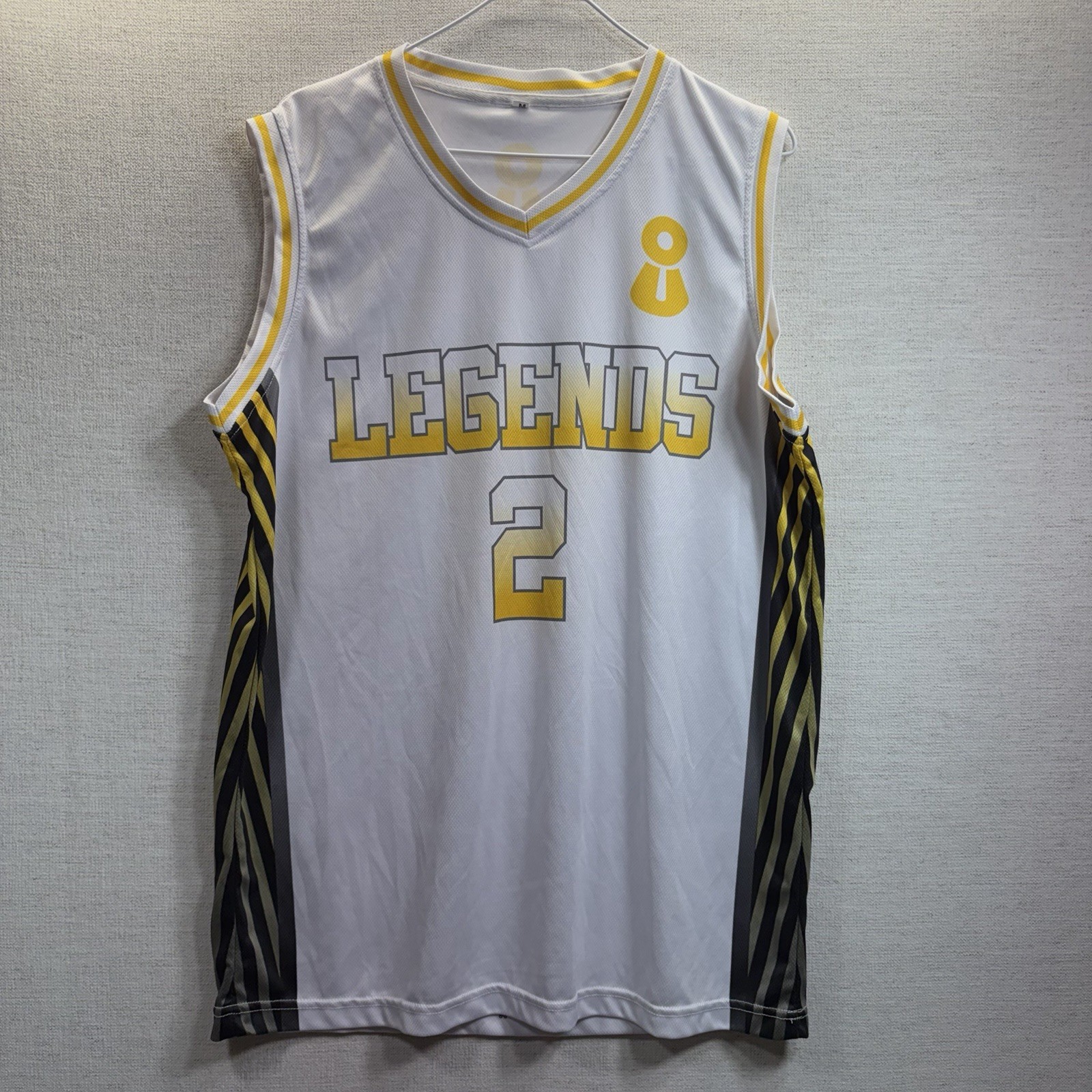 Men's "Legends" #2 Basketball Mesh Jersey Tank; White Yellow Black; M gallery