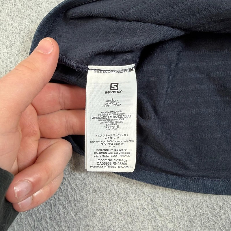 Salomon Shirt Mens Small Blue 1/4 Zip Long Sleeve Mock Neck Base Layer Hiking gallery