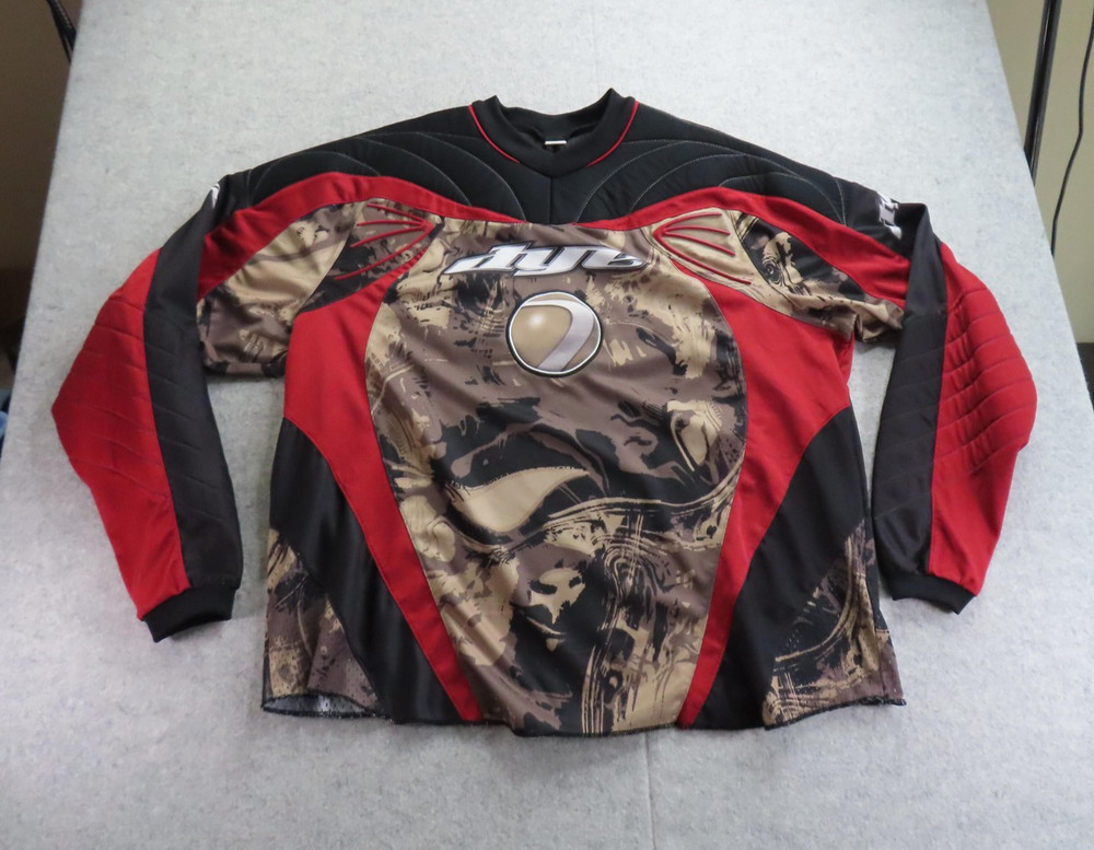 Dye Jersey Shirt Mens XL Red Camo Long Sleeve Padded Paintball Mesh Performance