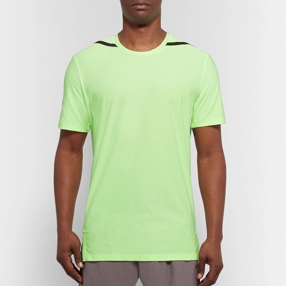 Nike Dri-FIT Breathe Green Barely Volt/Black Workout Men's Training T-shirt XL gallery