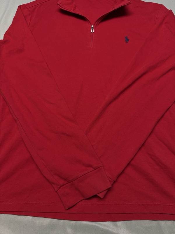 Polo Ralph Lauren Red Lightweight 1/4 Zip Long Sleeve Mens Large - Casual Soft gallery