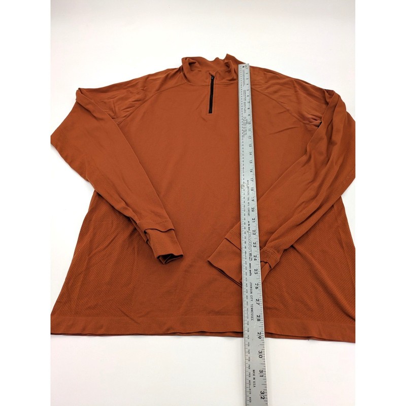 Fabletics The Training Day 1/4 Zip Pullover Mens L Orange Athletic Shirt LS gallery
