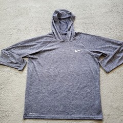 Nike Swim Shirt Mens Large Blue Hydroguard Dri Fit UPF 40 Hooded Long Sleeve