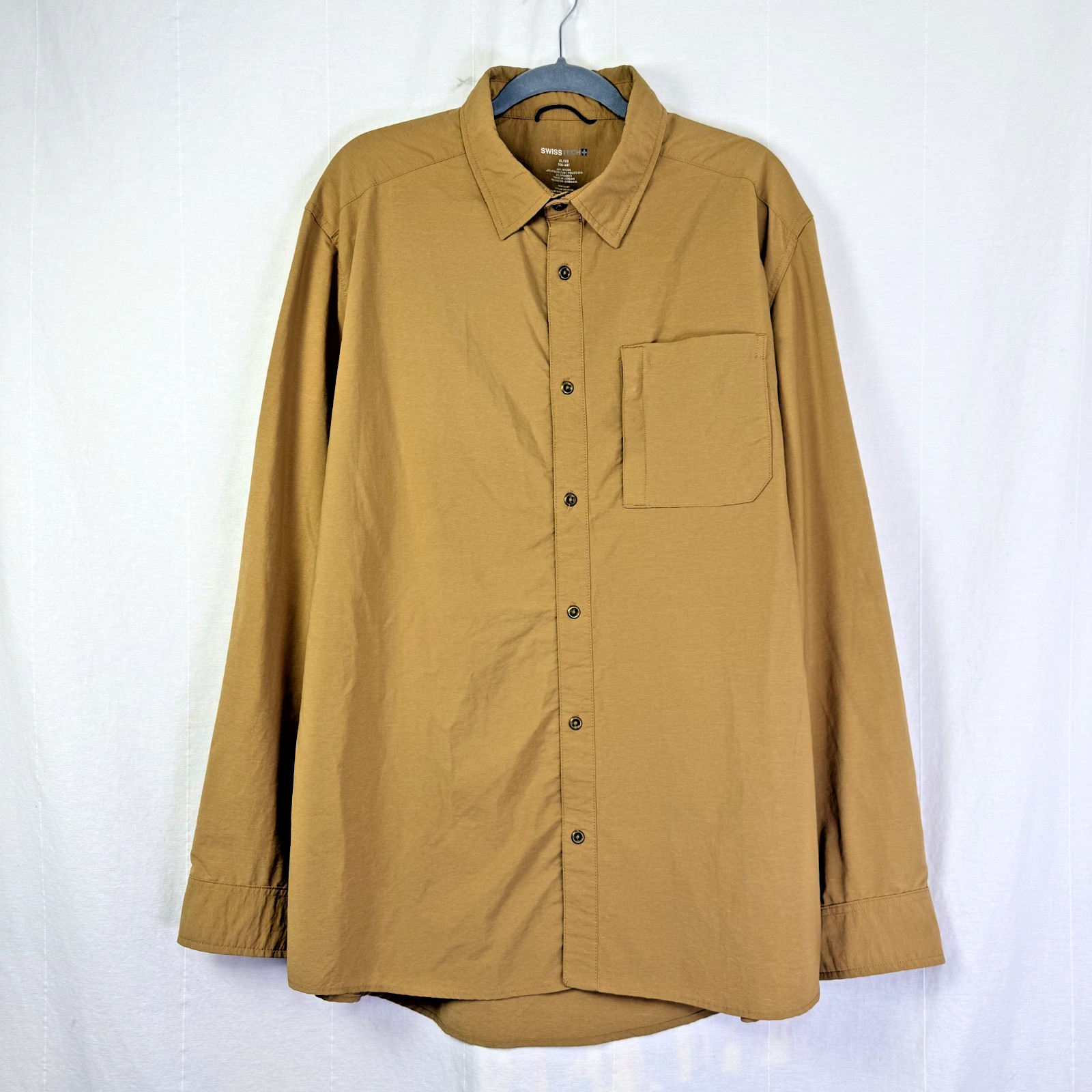Swiss Tech Shirt Mens Sz XL (46-48) Copper Penny Performance L/S UPF 30 ButtonUp gallery