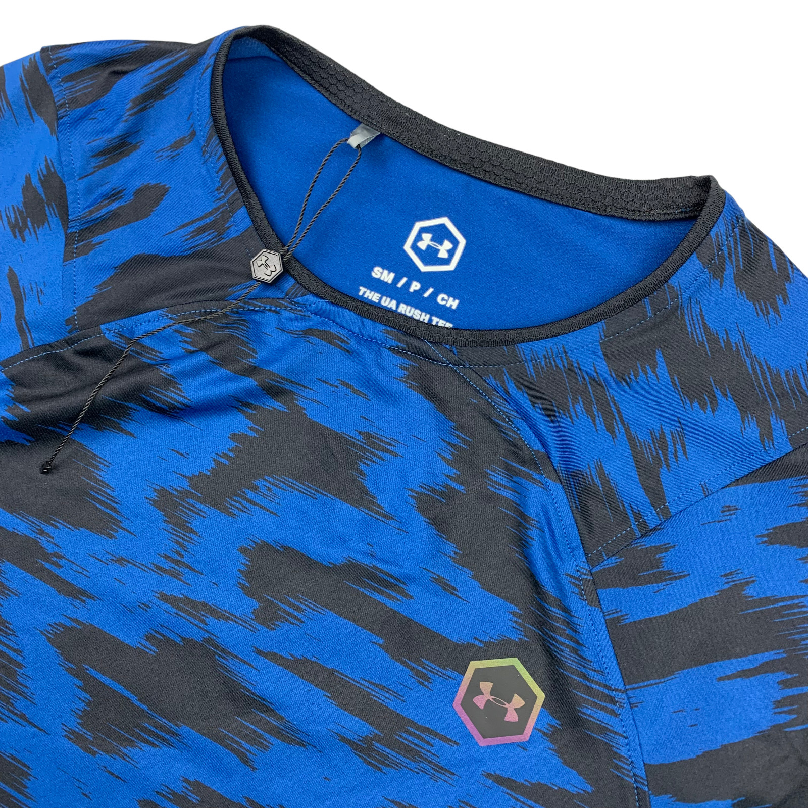 Under Armour Men’s Performance HeatGear Rush Tee T-Shirt Blue/Black • Small gallery