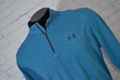 47409-a Under Armour Workout Shirt Pullover Zip Blue Polyester Size 2XL Mens
