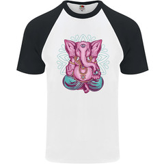 A Meditating Elephant Yoga Spiritual Mens S/S Baseball T-Shirt