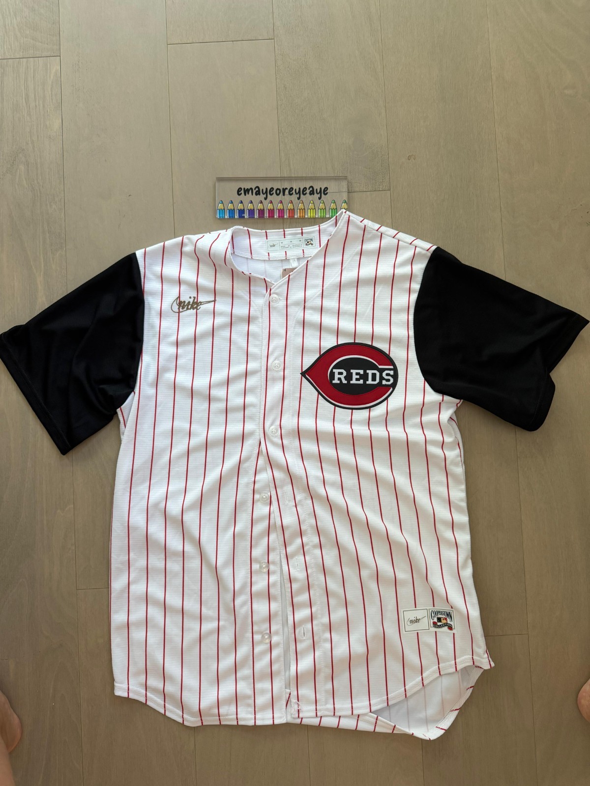 Nike Men's Authentic Cinncinati Reds Pinstripe Jersey Cooperstown Medium M gallery